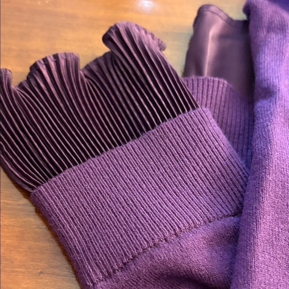 Sioni Women's Plum Sweater with Pleated Accents - Picture 3 of 7